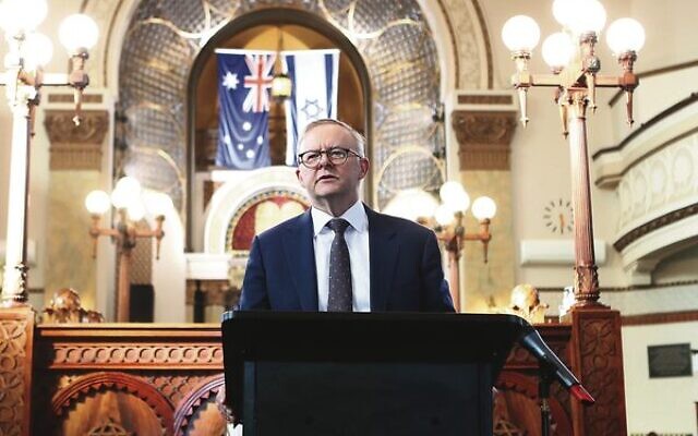 Anthony Albanese at St Kilda Shule in Melbourne in 2023. Photo: Peter Haskin Anthony Albanese at St Kilda Shule in Melbourne in 2023. Photo: Peter Haskin