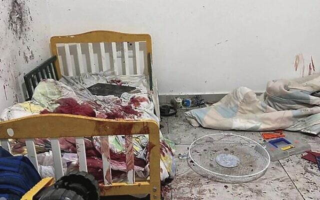 A blood-soaked child's bed in Kibbutz Kfar Aza seen in a photo shared by Israeli Prime Minister Benjamin Netanyahu in the aftermath of the Hamas assault on October 7. Photo: X/Netanyahu A blood-soaked child's bed in Kibbutz Kfar Aza seen in a photo shared by Israeli Prime Minister Benjamin Netanyahu in the aftermath of the Hamas assault on October 7. Photo: X/Netanyahu