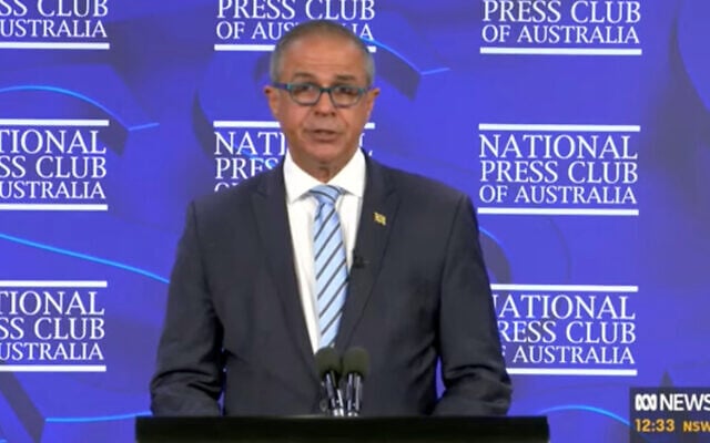 Israeli Ambassador Amir Maimon at the National Press Club. Photo: Screenshot Israeli Ambassador Amir Maimon at the National Press Club. Photo: Screenshot