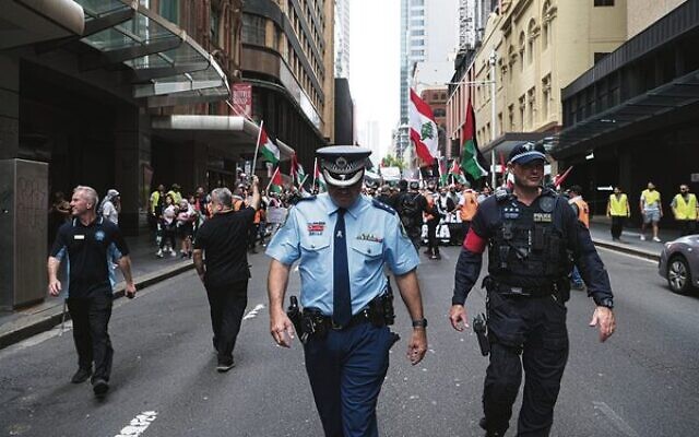 Protesters are seen during a Pro-Palestine demonstration at Hyde Park in Sydney. Photo: AAP/Flavio Brancaleone Protesters are seen during a Pro-Palestine demonstration at Hyde Park in Sydney. Photo: AAP/Flavio Brancaleone