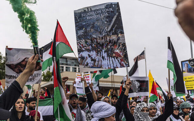 Pro-Palestinian activists outside the US Consulate in Johannesburg on November 4. Photo: Marco Longari / AFP Pro-Palestinian activists outside the US Consulate in Johannesburg on November 4. Photo: Marco Longari / AFP
