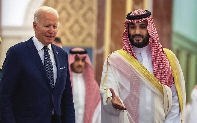 Joe Biden and Crown Prince Mohammed bin Salman in 2022. Photo: Bandar Aljaloud/Saudi Royal Palace via AP Joe Biden and Crown Prince Mohammed bin Salman in 2022. Photo: Bandar Aljaloud/Saudi Royal Palace via AP