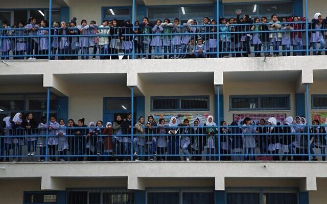 School girls watch as UNRWA commissioner-general Pierre Krahenbuhl gives a press conference in Gaza in 2018. Photo: AP Photo/Adel Hana School girls watch as UNRWA commissioner-general Pierre Krahenbuhl gives a press conference in Gaza in 2018. Photo: AP Photo/Adel Hana