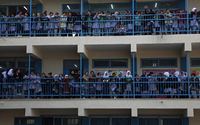 School girls watch as UNRWA commissioner-general Pierre Krahenbuhl gives a press conference in Gaza in 2018. Photo: AP Photo/Adel Hana School girls watch as UNRWA commissioner-general Pierre Krahenbuhl gives a press conference in Gaza in 2018. Photo: AP Photo/Adel Hana