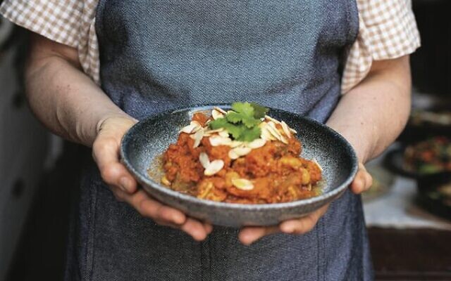 Emmy Feingold with her Moroccan lamb tagine meal.Photos: Courtney King Emmy Feingold with her Moroccan lamb tagine meal.Photos: Courtney King