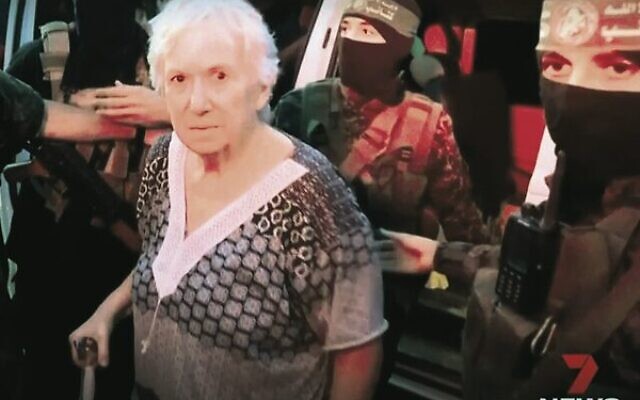 Moment of freedom – Margalit Moses emerges from Hamas captivity. Photo: Seven News Moment of freedom – Margalit Moses emerges from Hamas captivity. Photo: Seven News