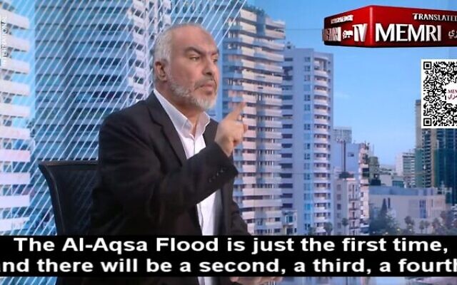 Senior Hamas official Ghazi Hamad in the interview with Lebanese channel LBC on October 24. Photo: Screenshot/X Senior Hamas official Ghazi Hamad in the interview with Lebanese channel LBC on October 24. Photo: Screenshot/X