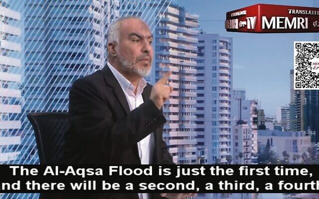 Senior Hamas official Ghazi Hamad in the interview with Lebanese channel LBC on October 24. Photo: Screenshot/X Senior Hamas official Ghazi Hamad in the interview with Lebanese channel LBC on October 24. Photo: Screenshot/X