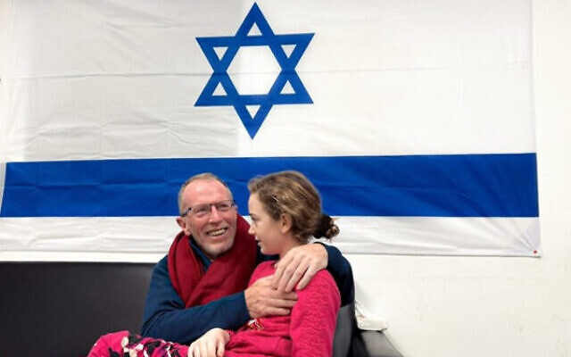 Emily Hand (right) reunites with her father, Tom Hand. Photo: Israel Defence Forces Emily Hand (right) reunites with her father, Tom Hand. Photo: Israel Defence Forces