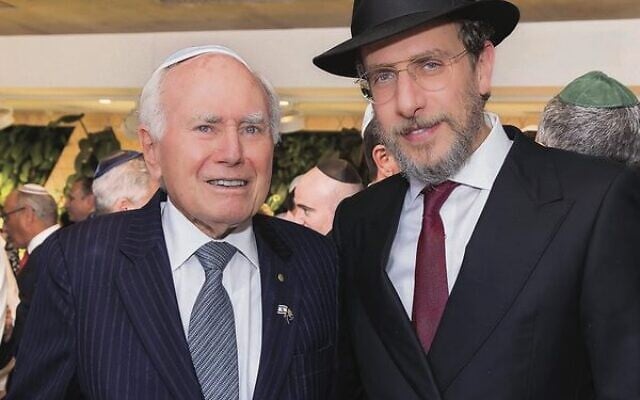 Former Prime Minister John Howard with Rabbi Levi Wolff at Central Synagogue. Former Prime Minister John Howard with Rabbi Levi Wolff at Central Synagogue.