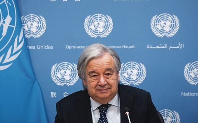 UN Secretary-General Antonio Guterres on November 20, 2023.
Photo: Yuki Iwamura/AFP UN Secretary-General Antonio Guterres on November 20, 2023.
Photo: Yuki Iwamura/AFP