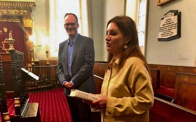 Hobart Hebrew Congregation president Jeff Schneider and Senator Jacqui Lambie. Photo: Supplied Hobart Hebrew Congregation president Jeff Schneider and Senator Jacqui Lambie. Photo: Supplied