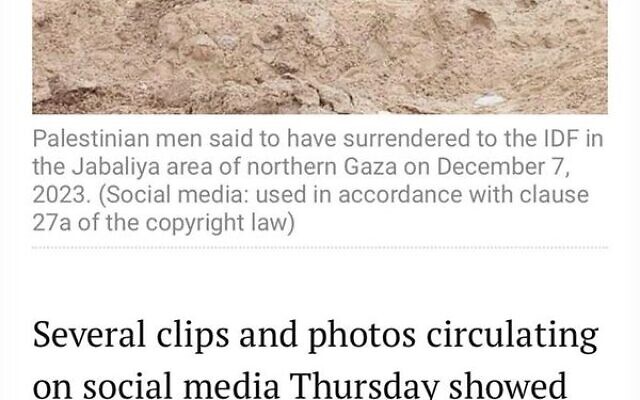The earlier post showing the surrender of Hamas terrorist suspects. Photo: Screenshot The earlier post showing the surrender of Hamas terrorist suspects. Photo: Screenshot