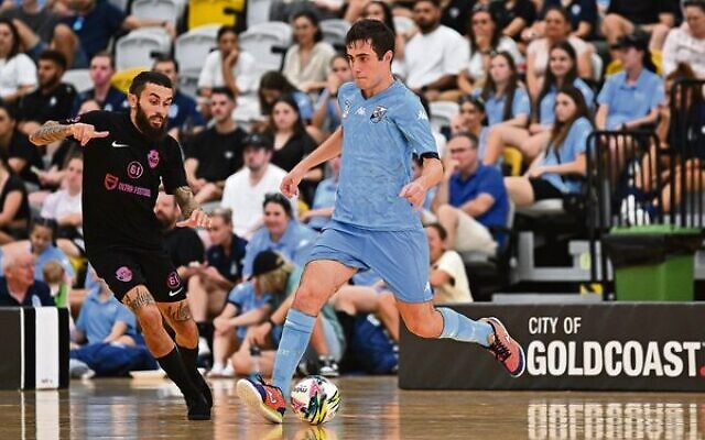 Ethan De Melo on the attack for NSW Thunder in the men's grand final of the Futsal nationals at the Gold Coast on January 9. Photo: Football QLD Ethan De Melo on the attack for NSW Thunder in the men's grand final of the Futsal nationals at the Gold Coast on January 9. Photo: Football QLD
