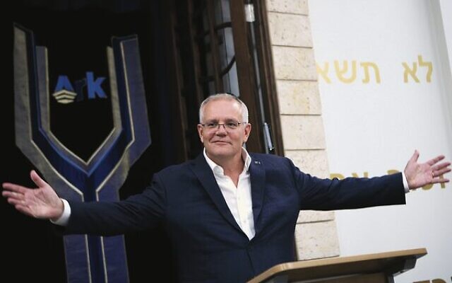 Former prime minister Scott Morrison at the ARK Centre in Melbourne on Erev Pesach in 2022. Photo: Peter Haskin Former prime minister Scott Morrison at the ARK Centre in Melbourne on Erev Pesach in 2022. Photo: Peter Haskin