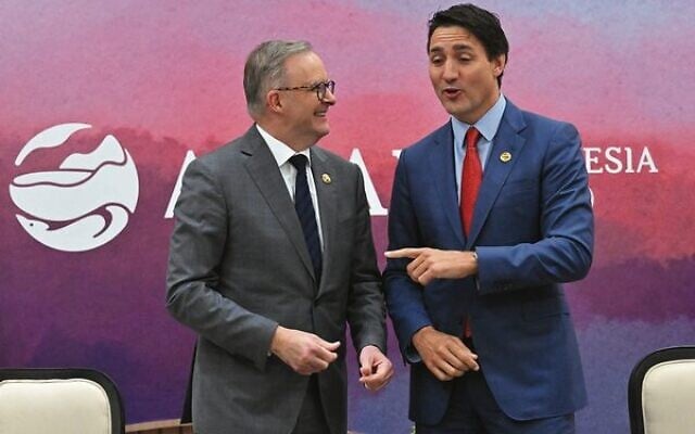 Prime Ministers Anthony Albanese and Justin Trudeau share a moment at the ASEAN Summit in Indonesia in September 2023. Photo: AAP Image/Mick Tsikas. Inset: Christopher Luxon. Prime Ministers Anthony Albanese and Justin Trudeau share a moment at the ASEAN Summit in Indonesia in September 2023. Photo: AAP Image/Mick Tsikas. Inset: Christopher Luxon.