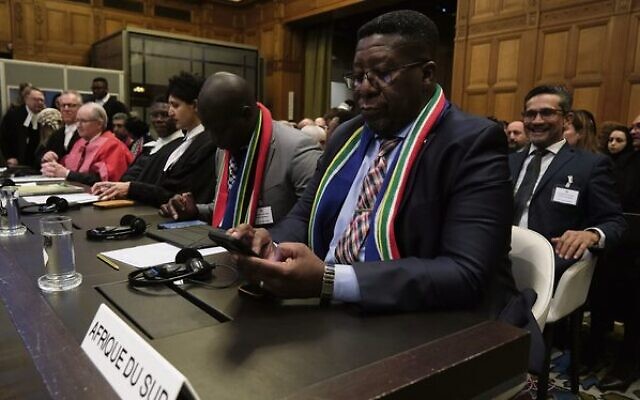 South African ambassador Vusimuzi Madonsela at the ICJ in The Hague.
Photo: Patrick Post/AP South African ambassador Vusimuzi Madonsela at the ICJ in The Hague.
Photo: Patrick Post/AP