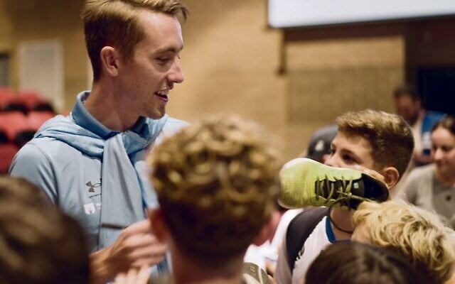 Sydney FC defender Joel King, signing autographs for juniors players at the 2024 Hakoah FC season launch at Moriah College auditorium on February 4. Sydney FC defender Joel King, signing autographs for juniors players at the 2024 Hakoah FC season launch at Moriah College auditorium on February 4.