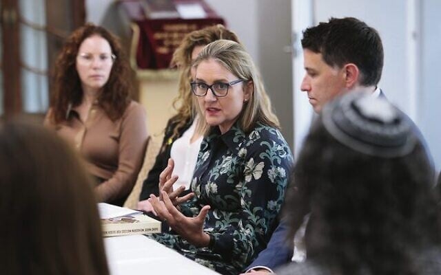 Victorian Premier Jacinta Allan speaking with women from the Jewish community at Central Shule last year. Photo: Peter Haskin Victorian Premier Jacinta Allan speaking with women from the Jewish community at Central Shule last year. Photo: Peter Haskin
