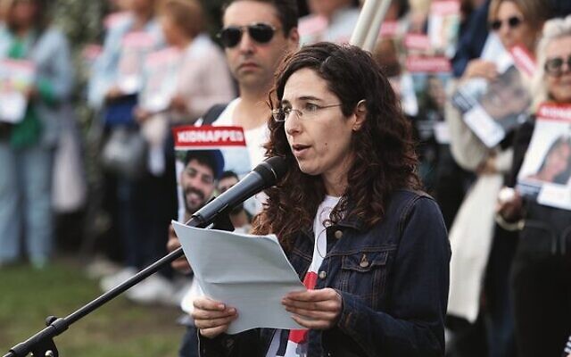 Michal Lewinsohn speaks at the vigil. Photo: Peter Haskin Michal Lewinsohn speaks at the vigil. Photo: Peter Haskin