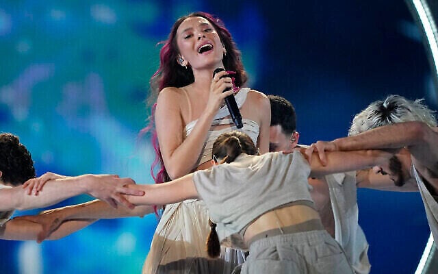 Eden Golan of Israel performs the song ‘Hurricane’ during the Grand Final of the Eurovision Song Contest in Malmo, Sweden, May 11, 2024. (The Times of Israel: AP Photo/Martin Meissner) Eden Golan of Israel performs the song ‘Hurricane’ during the Grand Final of the Eurovision Song Contest in Malmo, Sweden, May 11, 2024. (The Times of Israel: AP Photo/Martin Meissner)