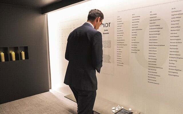 Josh Burns paying his respects at the Queensland Holocaust Museum. Josh Burns paying his respects at the Queensland Holocaust Museum.