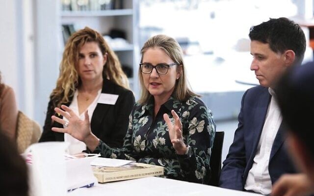 Victorian Premier Jacinta Allan speaking with women from the Jewish community at Central Shule in 2024. Photo: Peter Haskin Victorian Premier Jacinta Allan speaking with women from the Jewish community at Central Shule in 2024. Photo: Peter Haskin