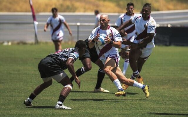 Golden Jackals winger Gal Aviram on the charge versus Fiji's Ai Matai side on May 5 at Kibbutz Yizreel. Photo: Roy Kfir Golden Jackals winger Gal Aviram on the charge versus Fiji's Ai Matai side on May 5 at Kibbutz Yizreel. Photo: Roy Kfir