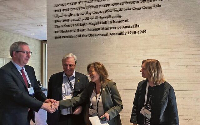 From left: Library director Oren Weinberg, Bob and Ruth Magid, library director of partnerships Naomi Schacter. From left: Library director Oren Weinberg, Bob and Ruth Magid, library director of partnerships Naomi Schacter.