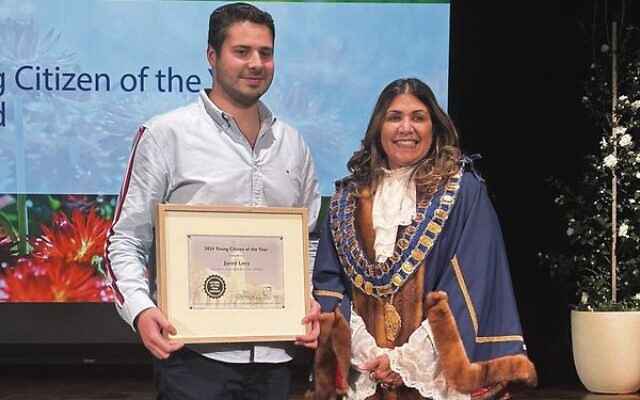 Glen Eira Young Citizen of the Year Jared Levy with Glen Eira Lord Mayor Anne-Marie Cade. Glen Eira Young Citizen of the Year Jared Levy with Glen Eira Lord Mayor Anne-Marie Cade.