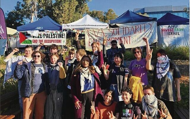 Greens deputy leader Senator Mehreen Faruqi (centre) at the ANU Gaza solidarity encampment in May. Photo: Instagram Greens deputy leader Senator Mehreen Faruqi (centre) at the ANU Gaza solidarity encampment in May. Photo: Instagram