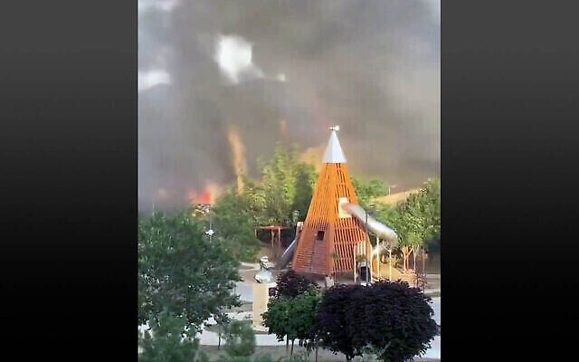 Fires burn after an attack at a synagogue in Derbent, in Russia's Dagestan region, June 23, 2024. Some initial reports say the synagogue and an adjacent church were set on fire. (The Times of Israel: Screenshot: X, used in accordance with Clause 27a of the Copyright Law) Fires burn after an attack at a synagogue in Derbent, in Russia's Dagestan region, June 23, 2024. Some initial reports say the synagogue and an adjacent church were set on fire. (The Times of Israel: Screenshot: X, used in accordance with Clause 27a of the Copyright Law)