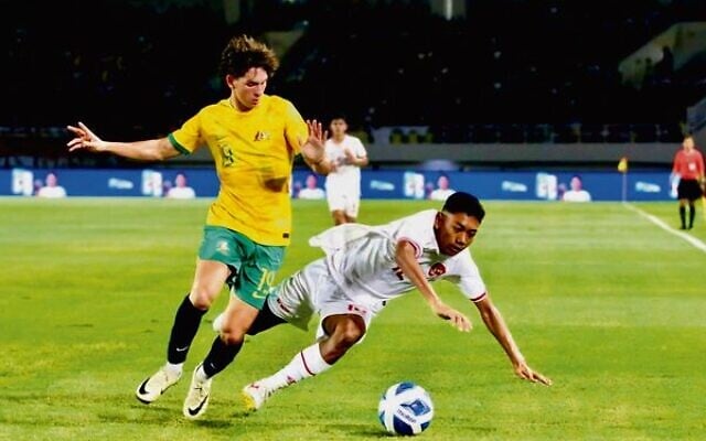 Joeys player Jay Maltz (left) in Australia's 5-3 semi-final win over Indonesia on July 1. Photo: PSSI via Football Australia Joeys player Jay Maltz (left) in Australia's 5-3 semi-final win over Indonesia on July 1. Photo: PSSI via Football Australia