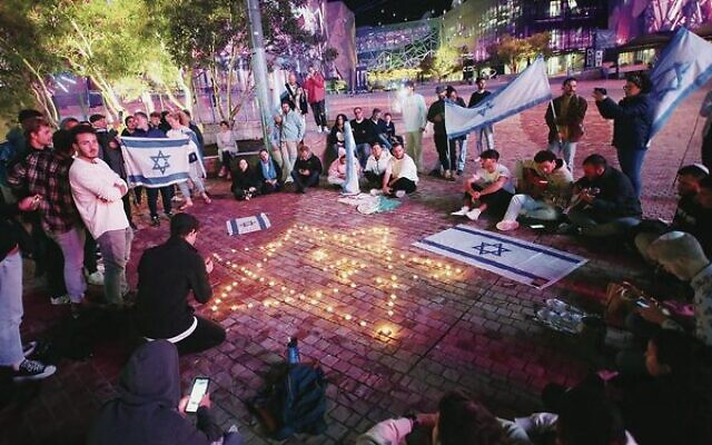 A gathering at Federation Square on October 8, 2023. Photo: Peter Haskin A gathering at Federation Square on October 8, 2023. Photo: Peter Haskin
