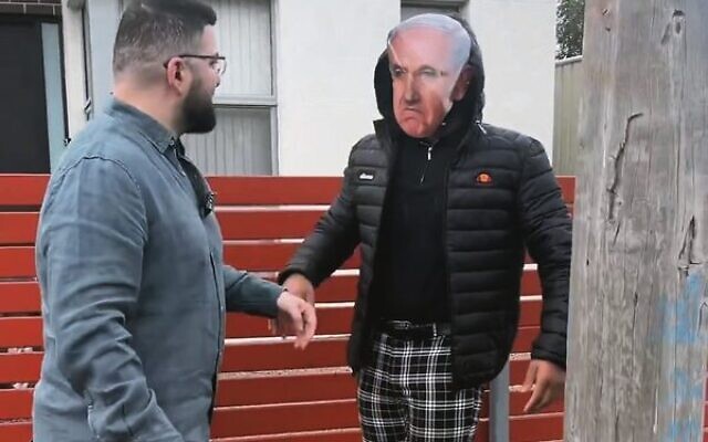 Hash Tayeh's campaign video, featuring a man in a Netanyahu mask. Hash Tayeh's campaign video, featuring a man in a Netanyahu mask.