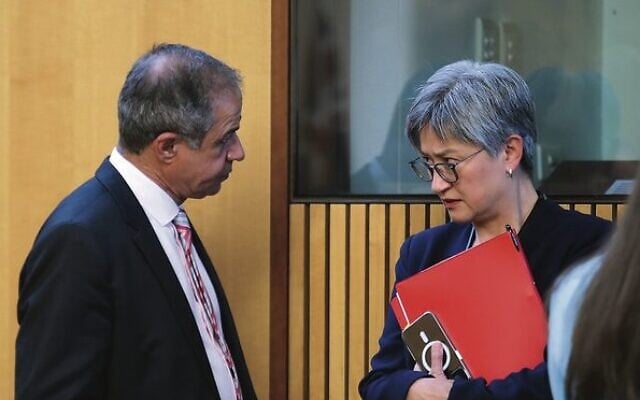 Israeli ambassador Amir Maimon with Australian Foreign Minister Penny Wong in 2022. Photo: Peter Haskin Israeli ambassador Amir Maimon with Australian Foreign Minister Penny Wong in 2022. Photo: Peter Haskin