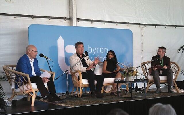 John Lyons (left) with panellists Nick Bryant, Meena Kandasamy and Misha Ketchell.
Photo: Facebook John Lyons (left) with panellists Nick Bryant, Meena Kandasamy and Misha Ketchell.
Photo: Facebook