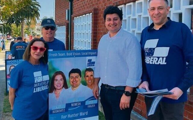 Will Nemesh (second from right) campaigning at Vaucluse Bowling Club on election day. Photo: Facebook Will Nemesh (second from right) campaigning at Vaucluse Bowling Club on election day. Photo: Facebook