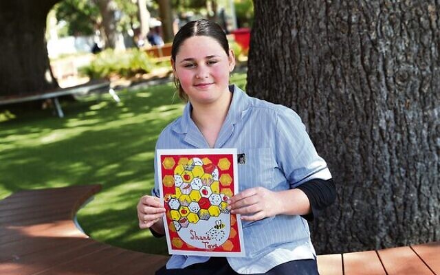 Aviva Sokolov with her winning card design. Photo: Peter Haskin Aviva Sokolov with her winning card design. Photo: Peter Haskin