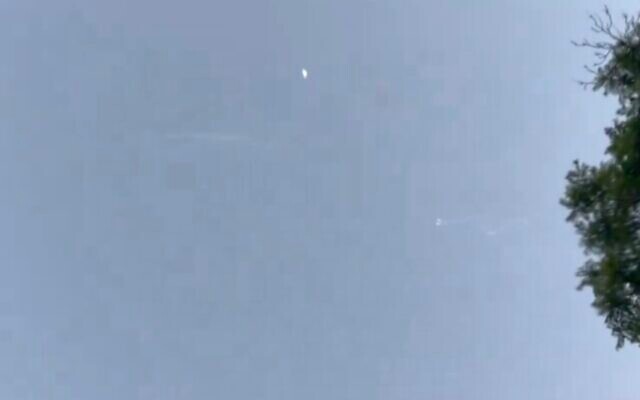 A screen grab from a video circulating on social media apparently showing the aftermath of an interception over central Israel, September 25, 2024. (The Times of Israel: Screenshot used in accordance with Clause 27a of the Copyright Law) A screen grab from a video circulating on social media apparently showing the aftermath of an interception over central Israel, September 25, 2024. (The Times of Israel: Screenshot used in accordance with Clause 27a of the Copyright Law)