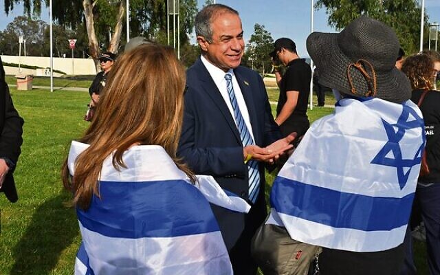 Israeli ambassador Amir Maimon speaking to pro-Israel demonstrators outside Parliament House last November. Photo: AAP Image/Mick Tsikas Israeli ambassador Amir Maimon speaking to pro-Israel demonstrators outside Parliament House last November. Photo: AAP Image/Mick Tsikas