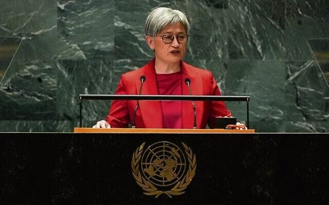 Foreign Minister Penny Wong addresses the United Nations General Assembly, Sept. 27, 2024. Photo: AP Photo/Pamela Smith. Foreign Minister Penny Wong addresses the United Nations General Assembly, Sept. 27, 2024. Photo: AP Photo/Pamela Smith.