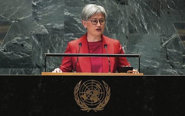 Foreign Minister Penny Wong addresses the UN General Assembly in September this year. Photo: AP Photo/Pamela Smith Foreign Minister Penny Wong addresses the UN General Assembly in September this year. Photo: AP Photo/Pamela Smith