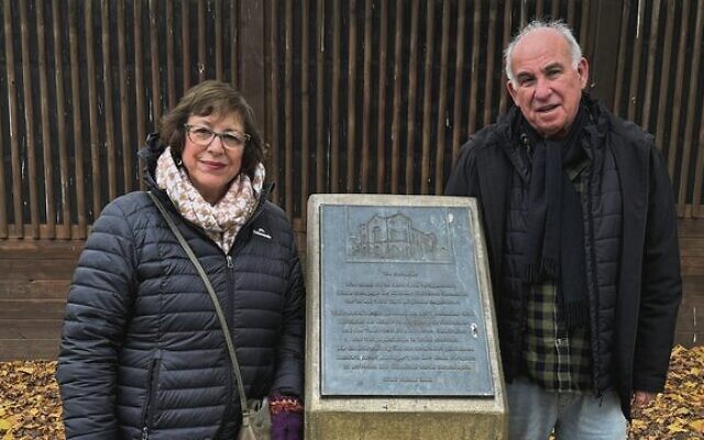 Jill and Eli Rabinowitz at the site of the Great Synagogue of Kassel Germany. Jill and Eli Rabinowitz at the site of the Great Synagogue of Kassel Germany.