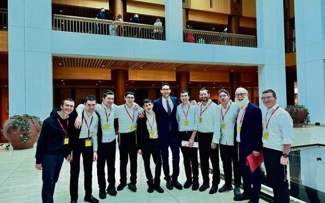 Students from Yesodei Hatorah College with Labor Party representative Josh Burns in Canberra. Photo:Supplied Students from Yesodei Hatorah College with Labor Party representative Josh Burns in Canberra. Photo:Supplied