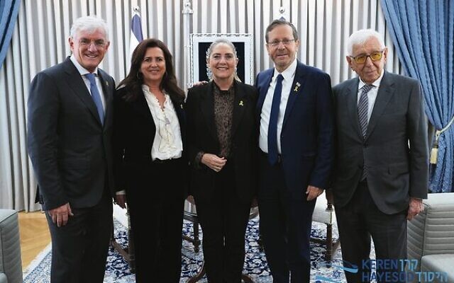From left: Steven Lowy, Judy Lowy, Michal Herzog, President Isaac Herzog, Frank Lowy. From left: Steven Lowy, Judy Lowy, Michal Herzog, President Isaac Herzog, Frank Lowy.