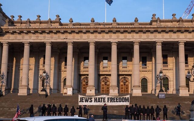 The neo-Nazis on the steps of Victorian Parliament. The neo-Nazis on the steps of Victorian Parliament.