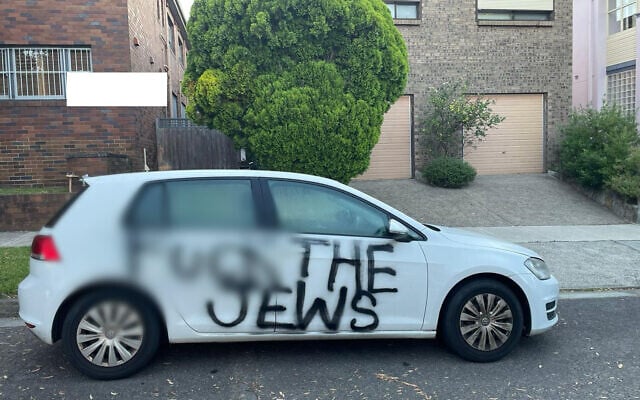 Antisemitic graffiti sprayed onto a car in Henry Street in the eastern Sydney suburb of Queens Park on January 6. Antisemitic graffiti sprayed onto a car in Henry Street in the eastern Sydney suburb of Queens Park on January 6.