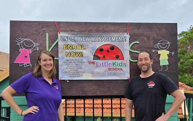 Annika and Harri outside The Little Kids School, Vaucluse. Photo: supplied Annika and Harri outside The Little Kids School, Vaucluse. Photo: supplied