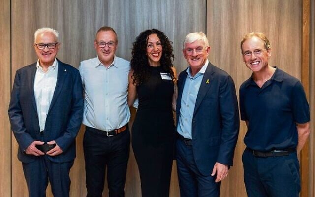 From left: Les White, Antony Cohen, Deborah Travers, Steven Lowy, Greg Hunt. Photo: Supplied From left: Les White, Antony Cohen, Deborah Travers, Steven Lowy, Greg Hunt. Photo: Supplied